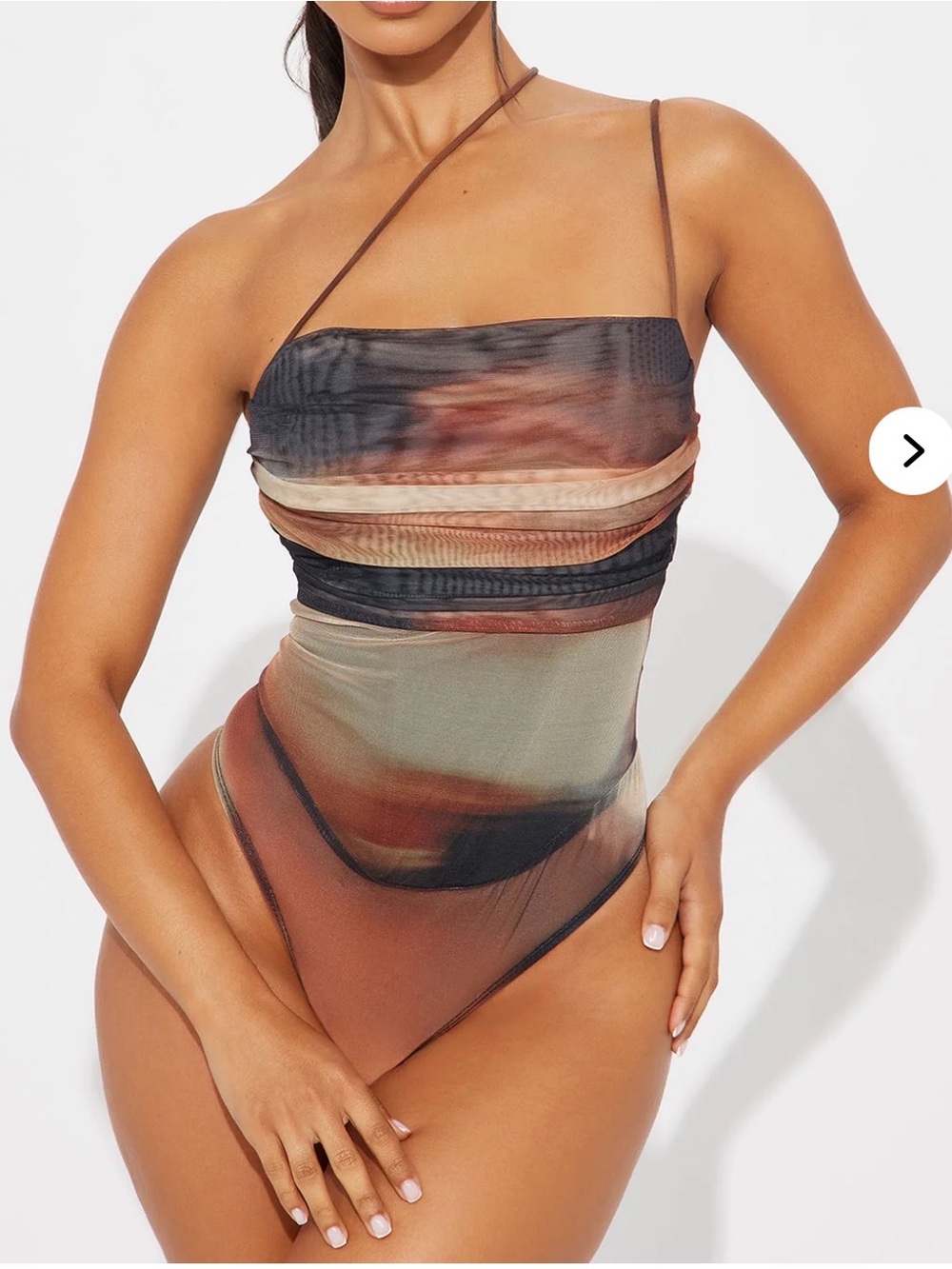 New with tag Fashion Nova One Shoulder Brown Bodysuit